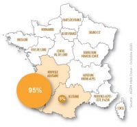 carte répartition en régions du maïs doux