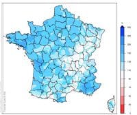 carte de la situation hydrique favorable en France